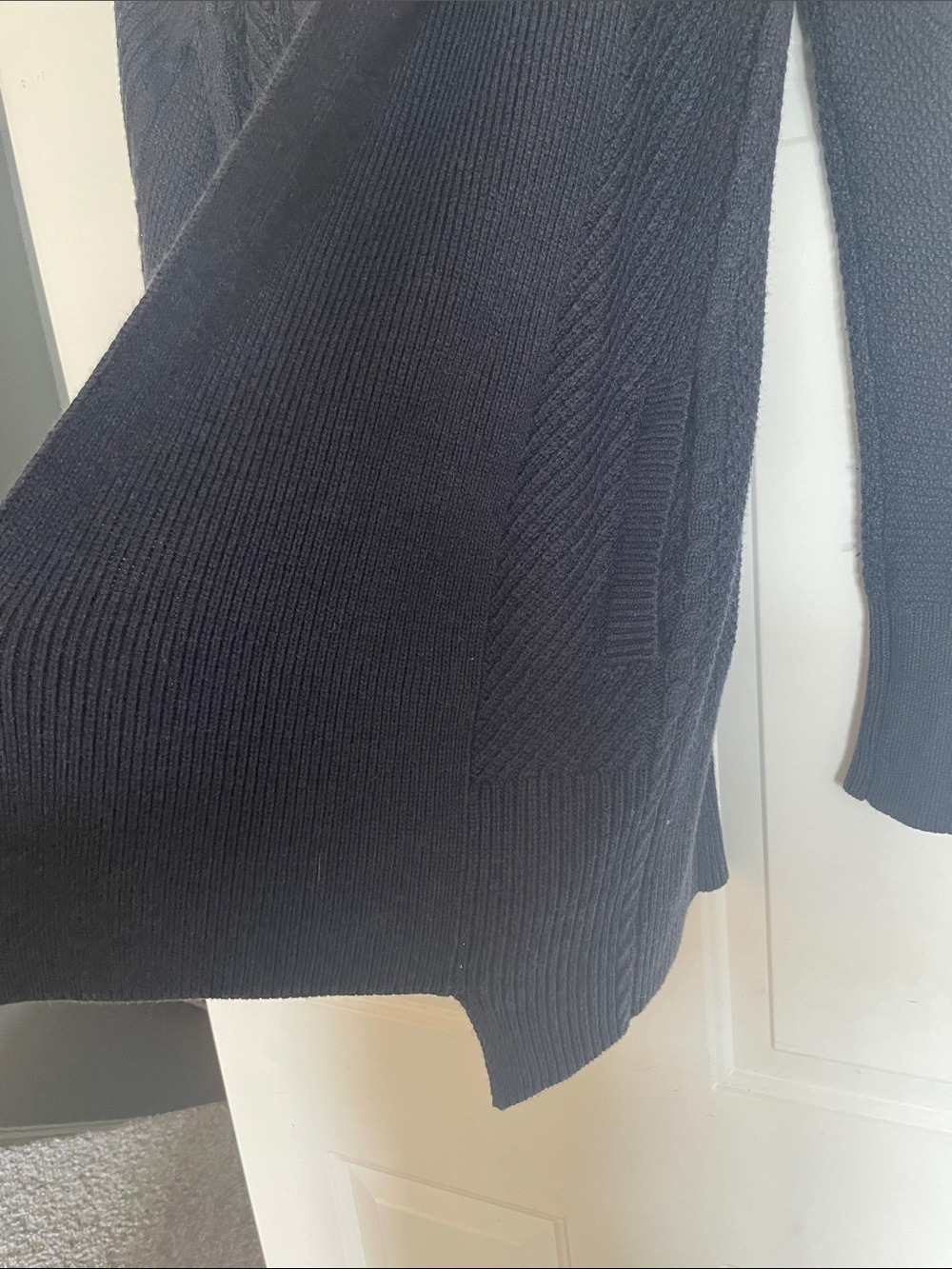 CAbi Dark Blue Open-Front Cable Knit Cardigan - Picture 4 of 6